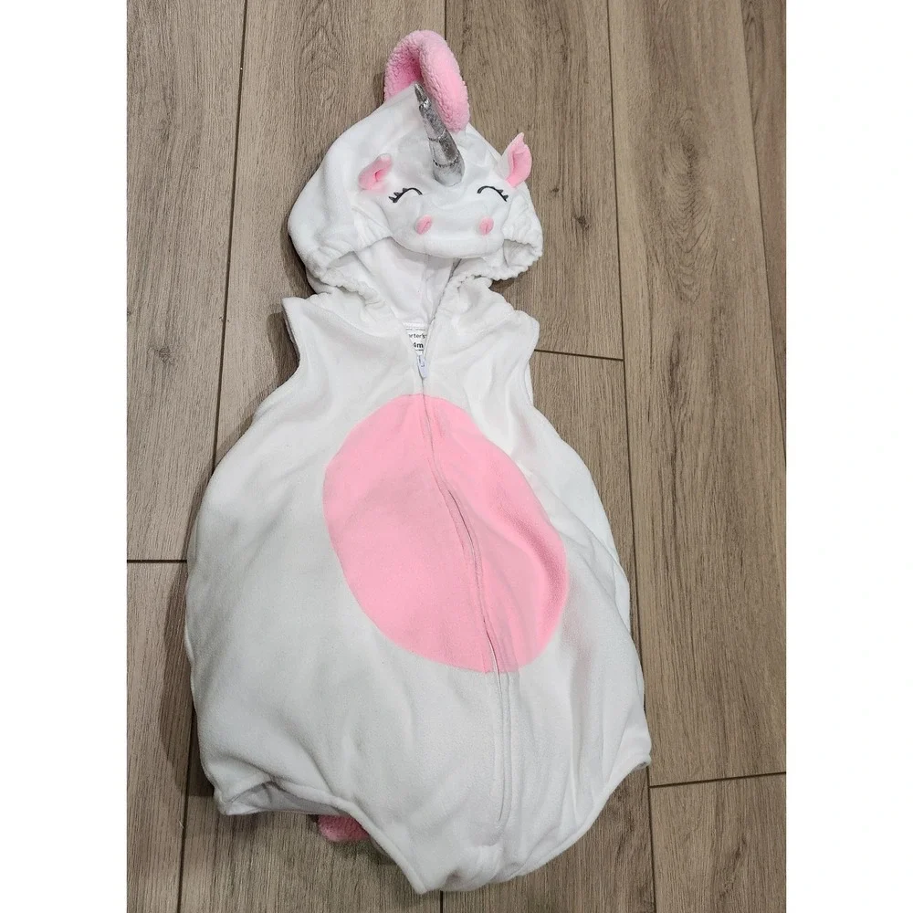 Carters Toddler Girls 24M Plush Unicorn Fleece Halloween Costume Hooded Zip Up